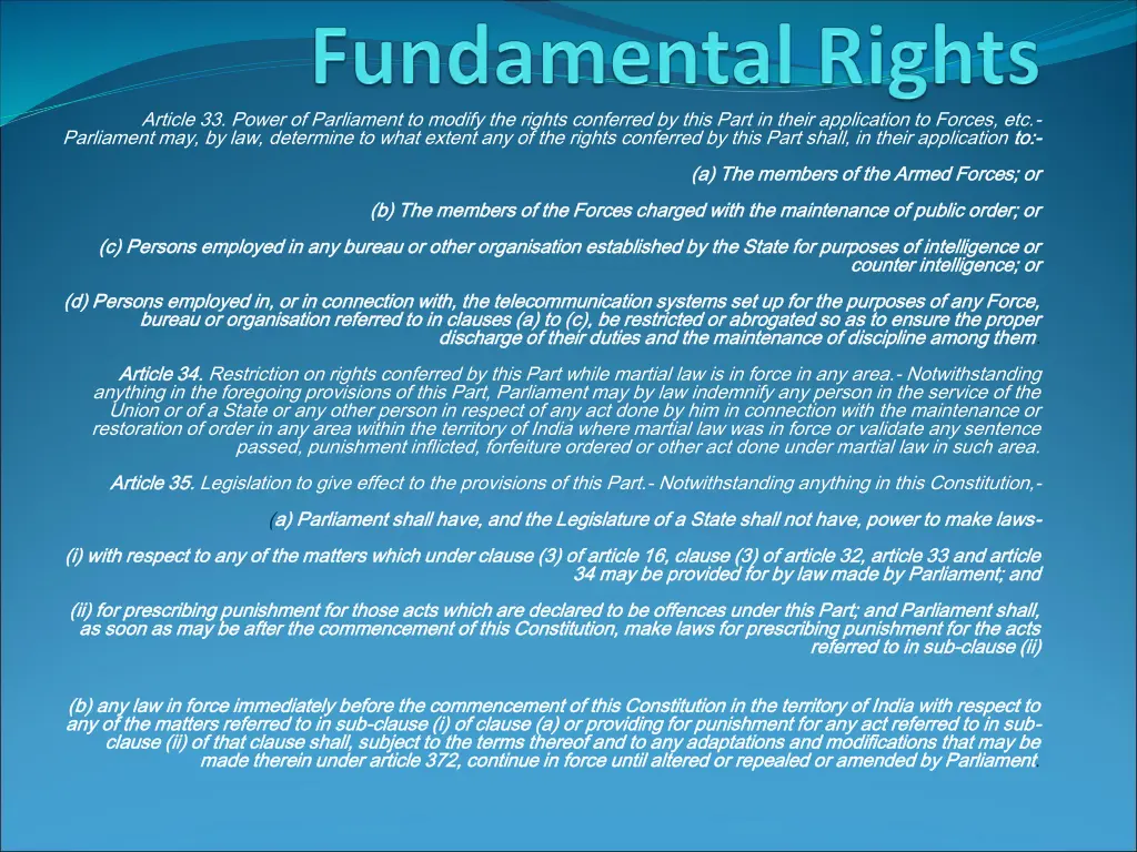 article 33 power of parliament to modify