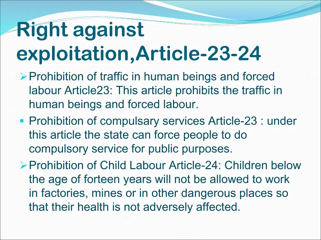 right against exploitation article