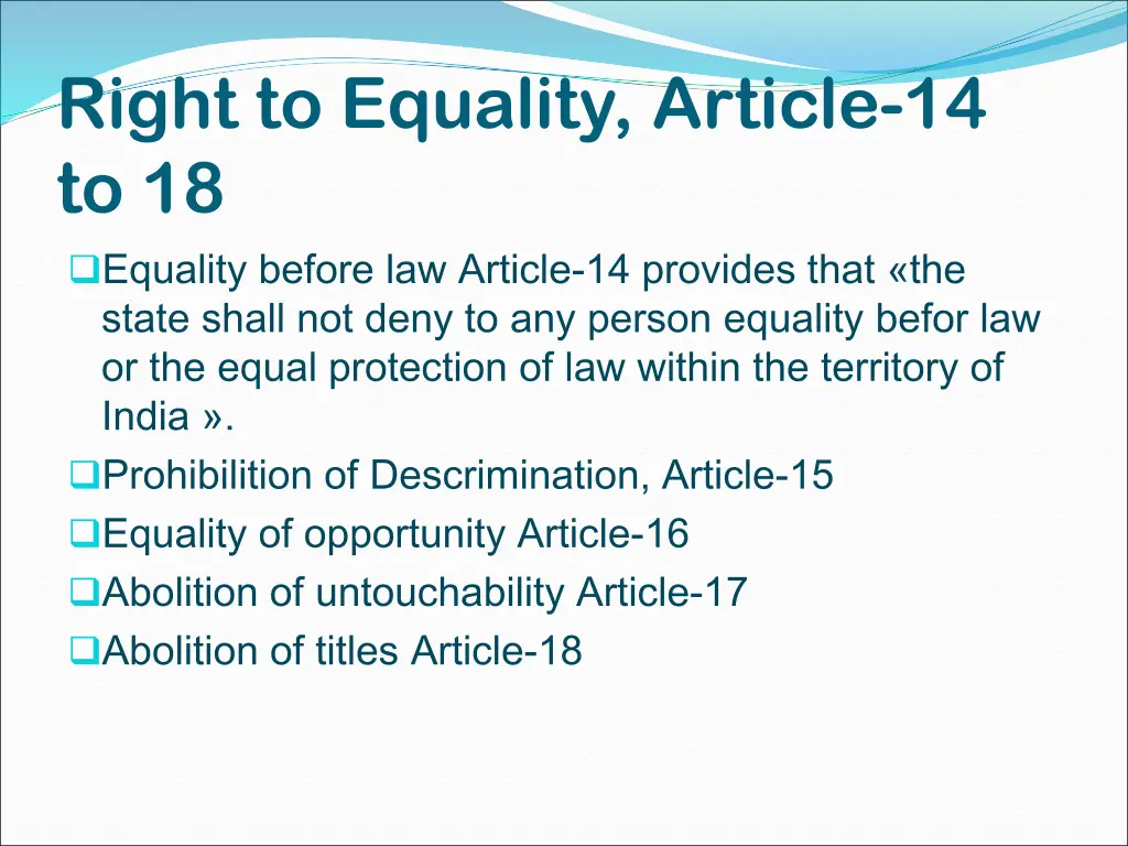 right to equality article 14 to 18 equality
