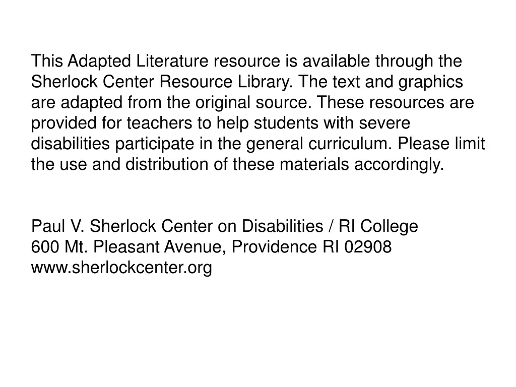 this adapted literature resource is available