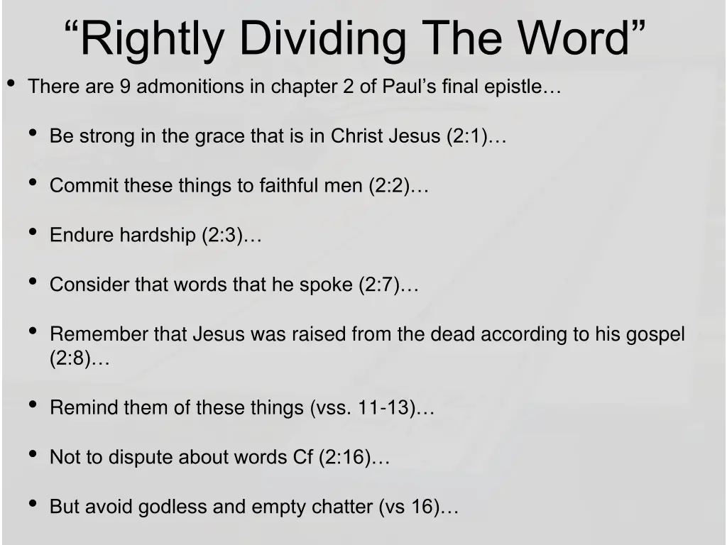 rightly dividing the word there are 9 admonitions