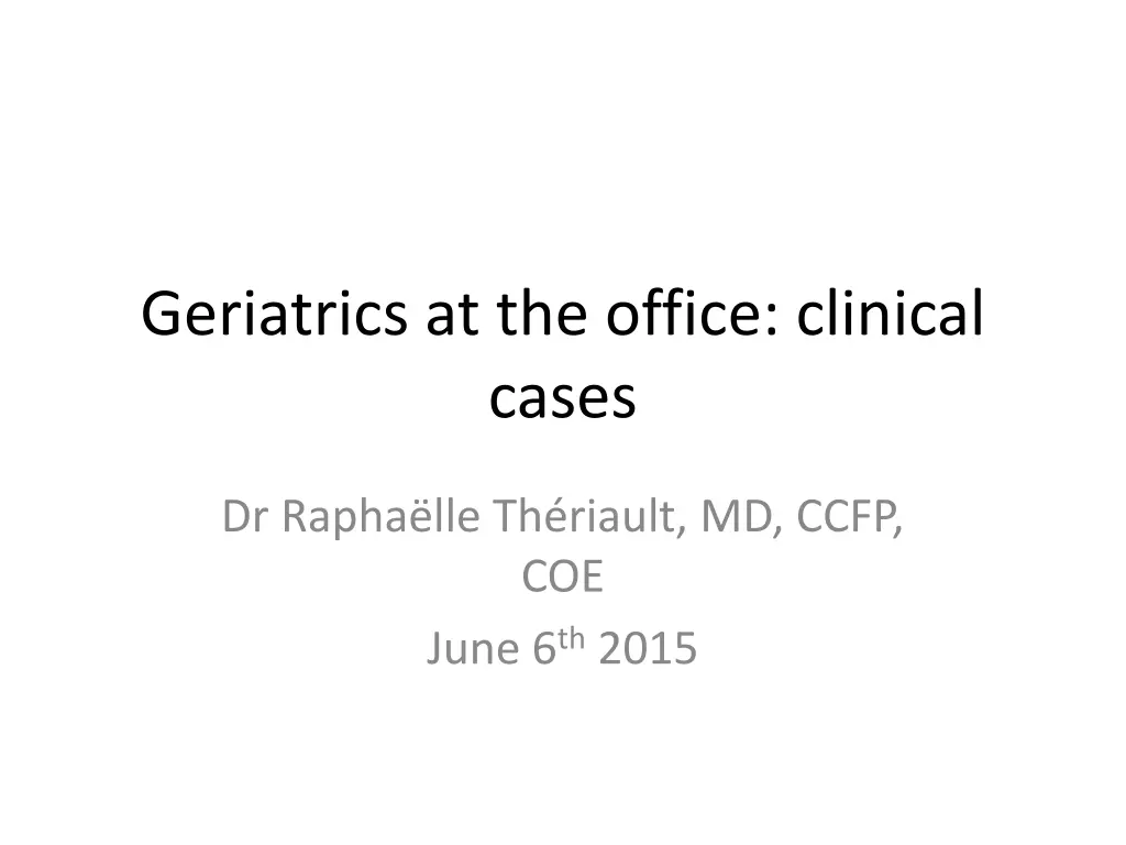 geriatrics at the office clinical cases