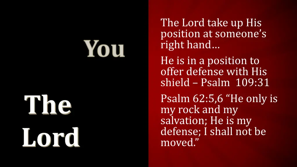 the lord take up his position at someone s right