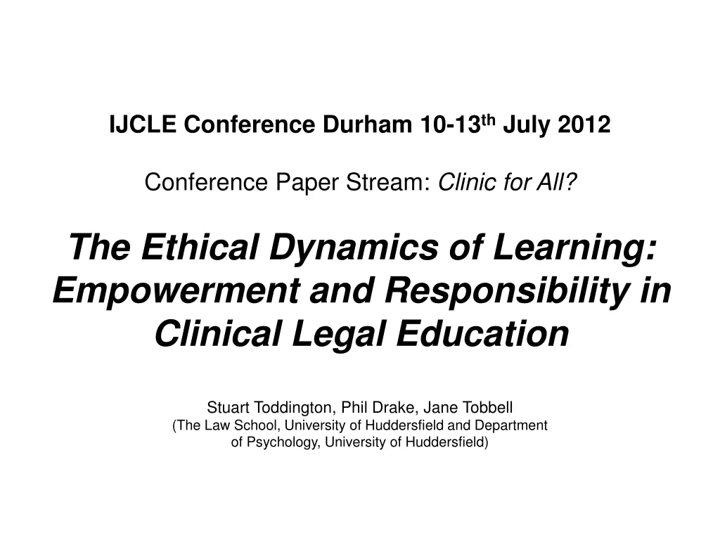 ijcle conference durham 10 13 th july 2012