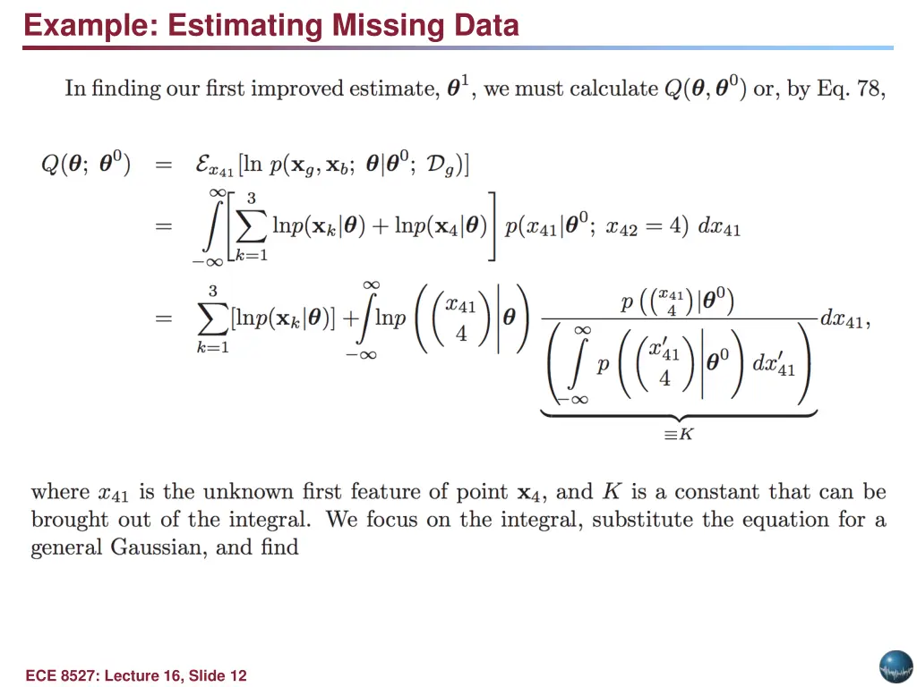 example estimating missing data 1
