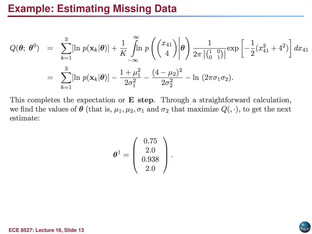 example estimating missing data 2