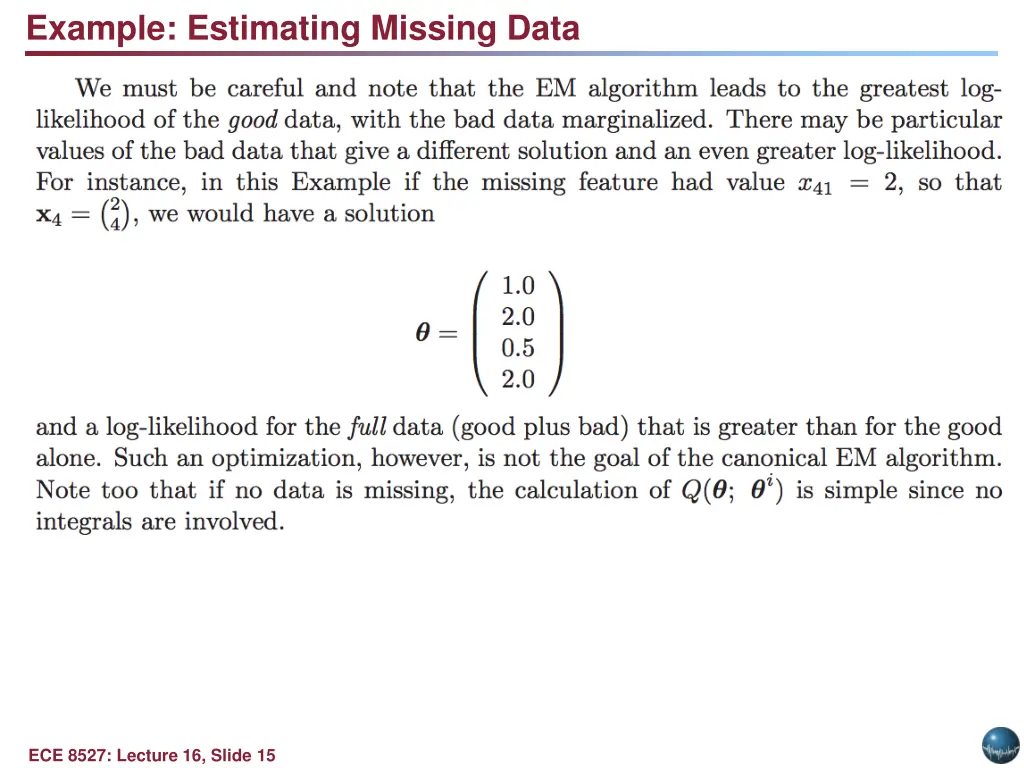 example estimating missing data 4