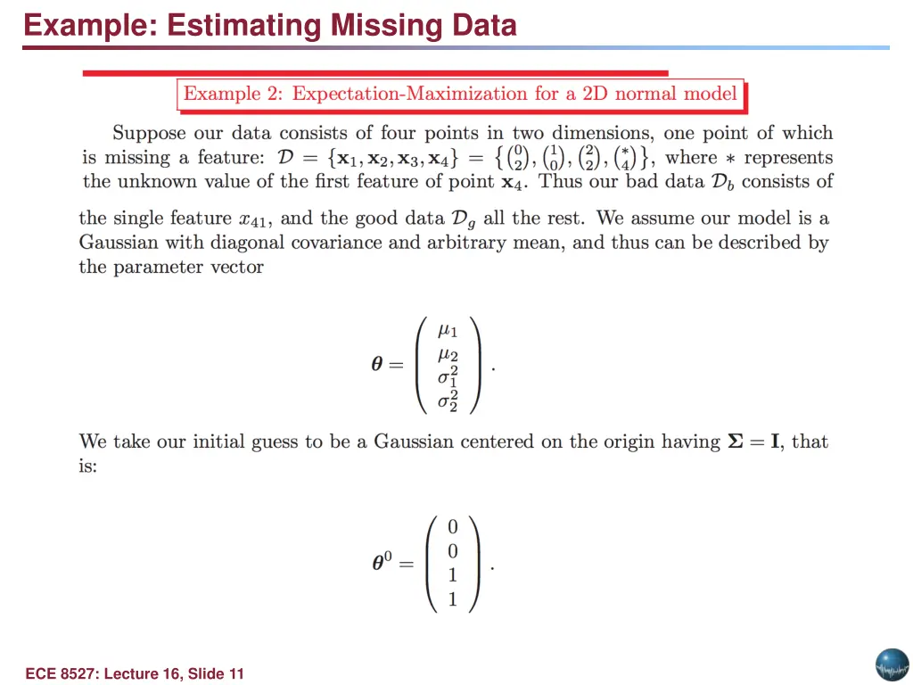 example estimating missing data