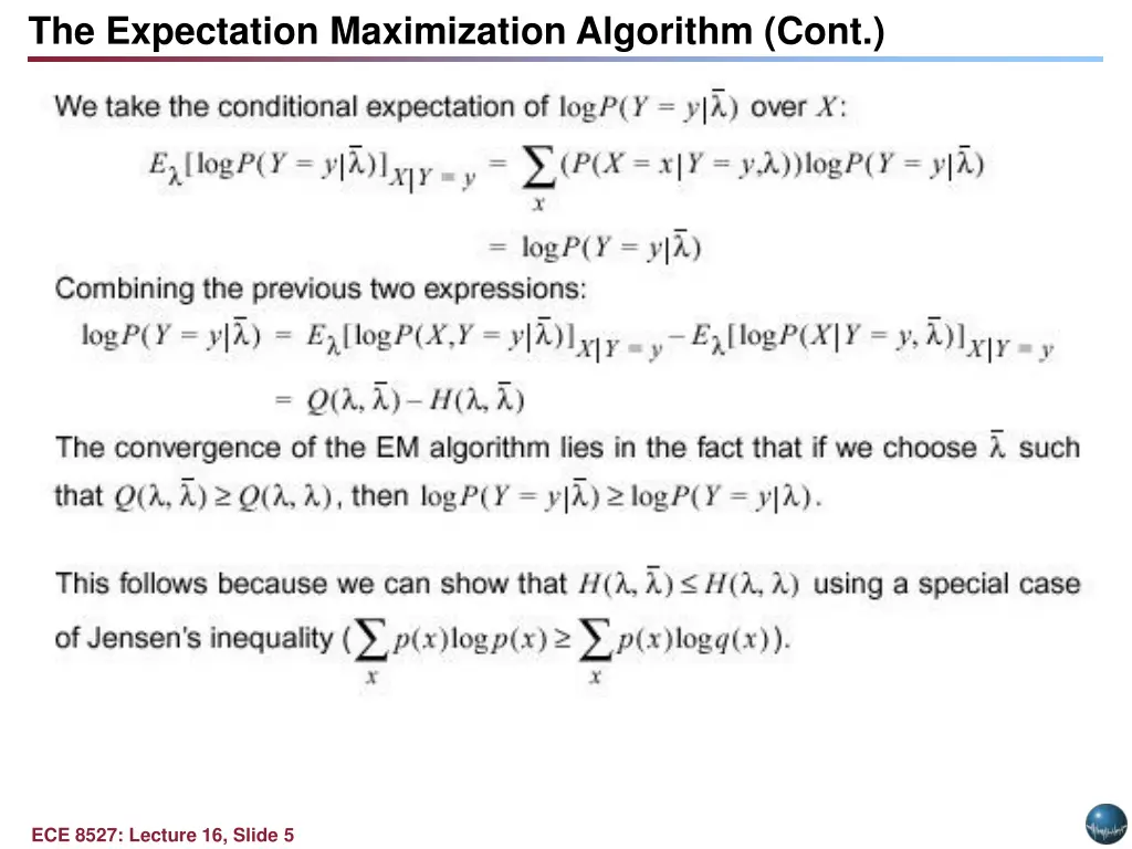 the expectation maximization algorithm cont
