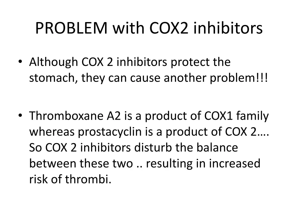 problem with cox2 inhibitors