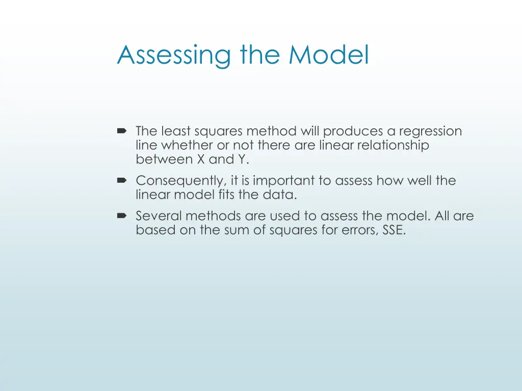 assessing the model