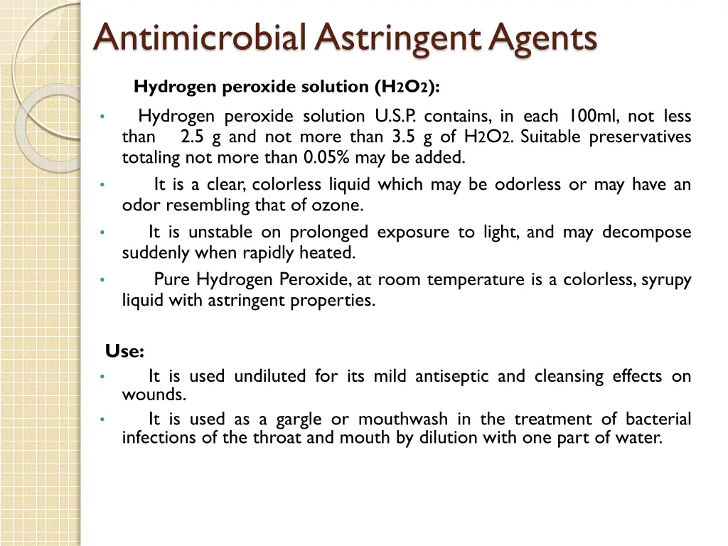 antimicrobial astringent agents