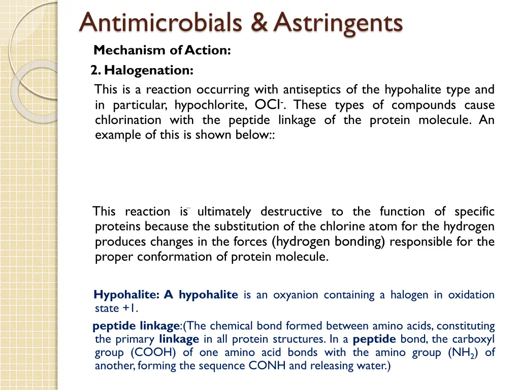 antimicrobials astringents mechanism of action