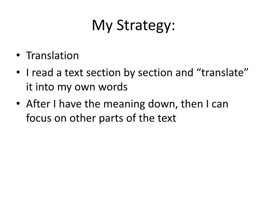 my strategy