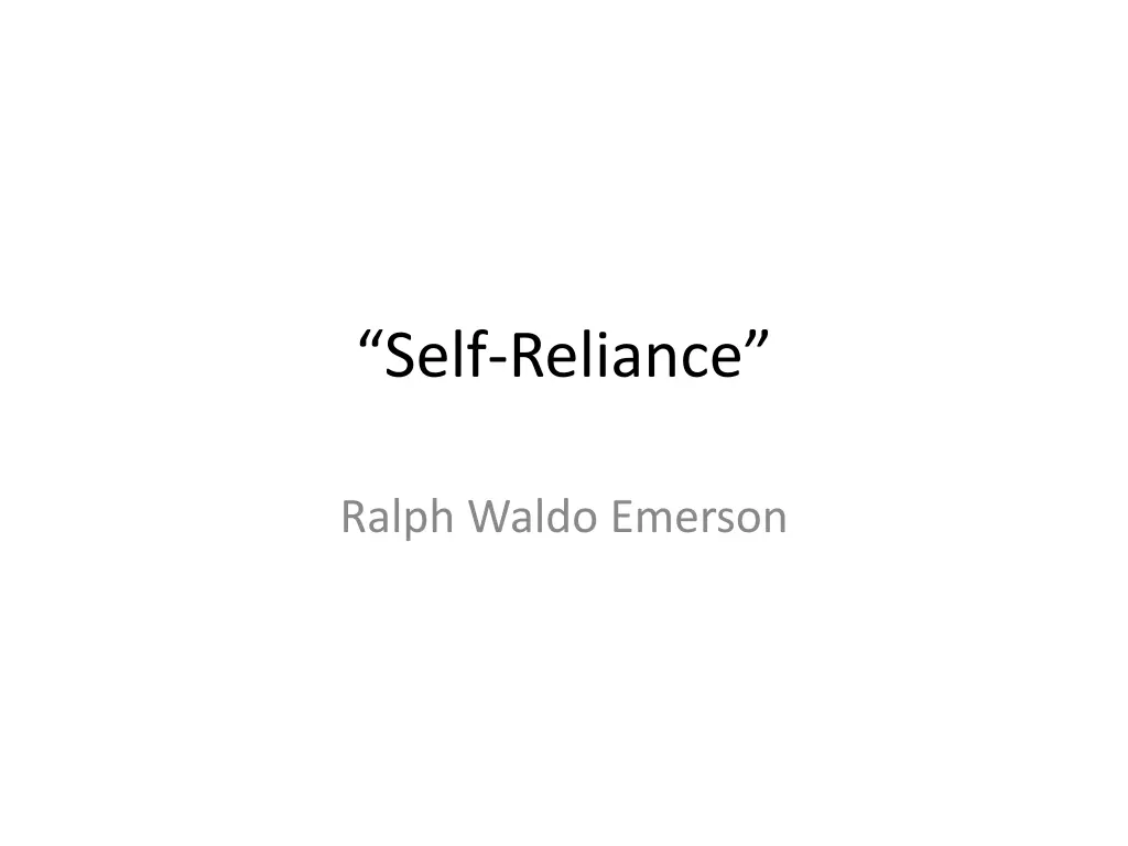 self reliance
