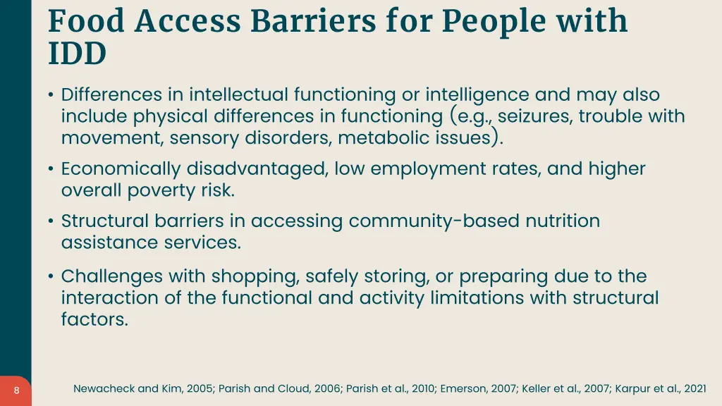 food access barriers for people with idd