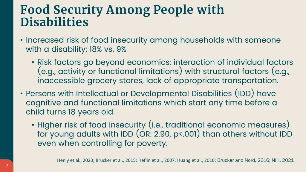 food security among people with disabilities