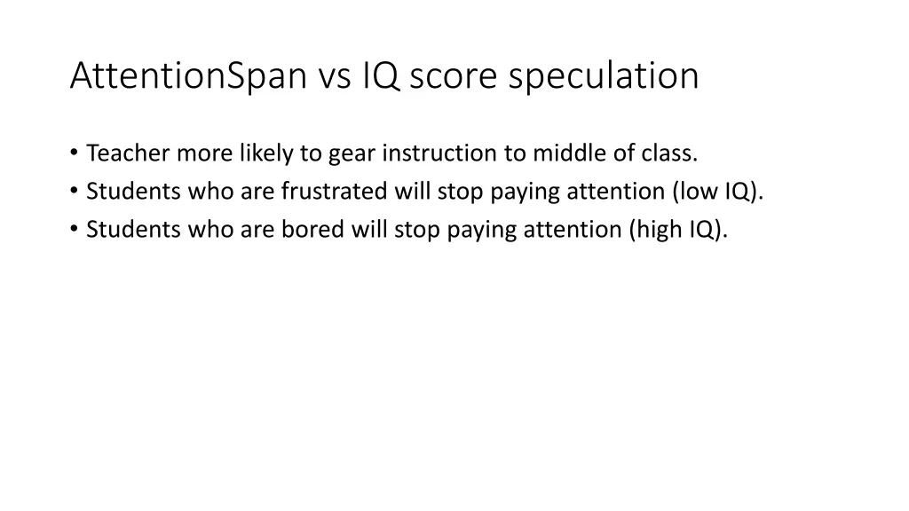 attentionspan vs iq score speculation