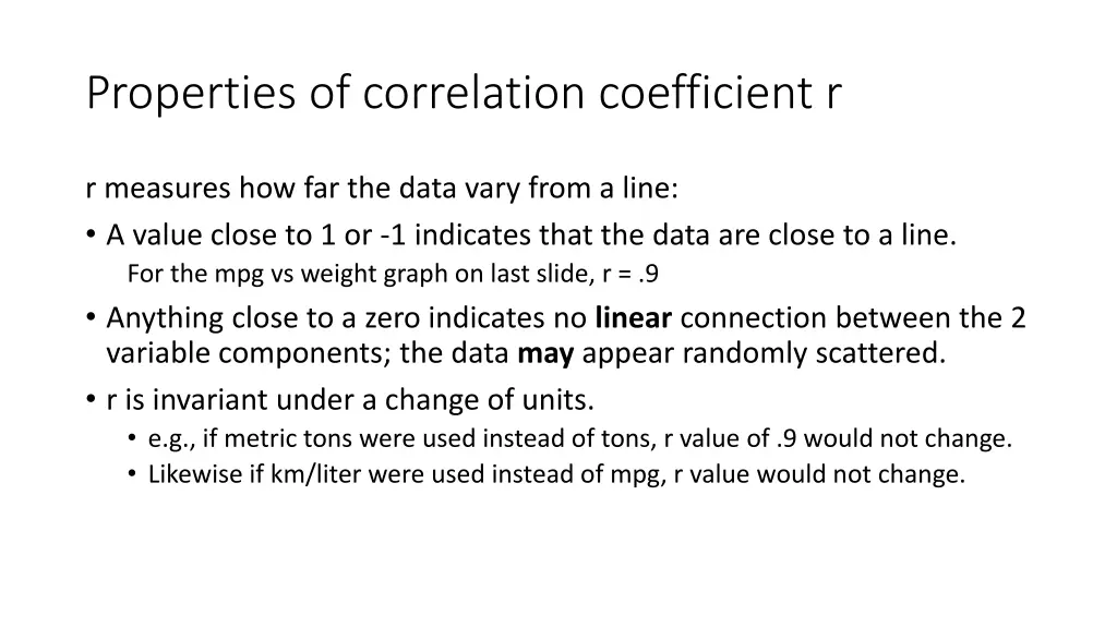properties of correlation coefficient r