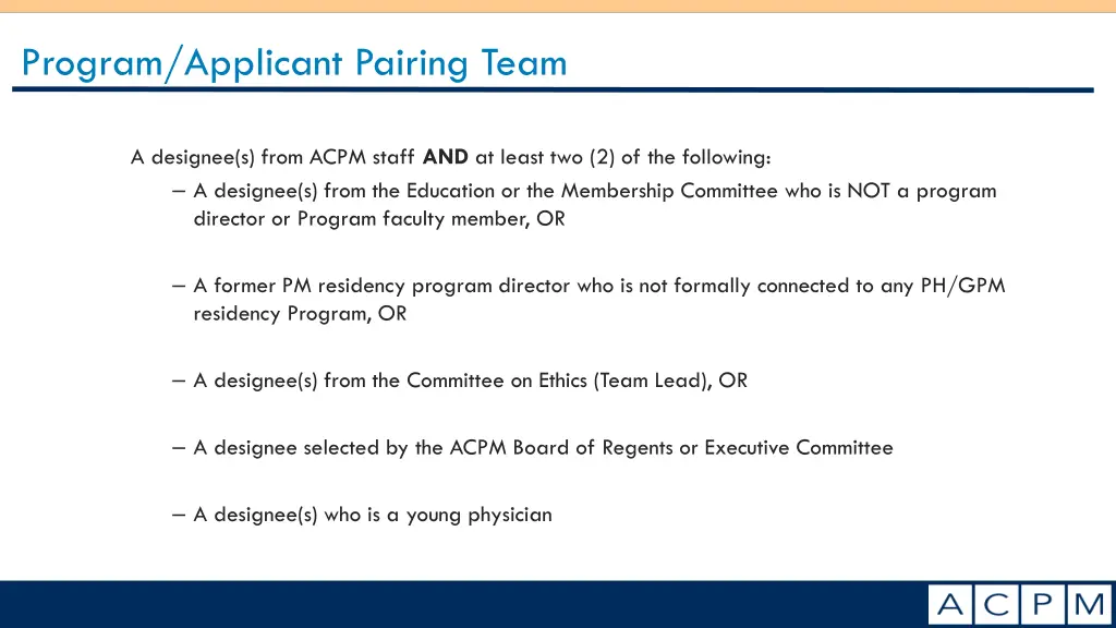 program applicant pairing team