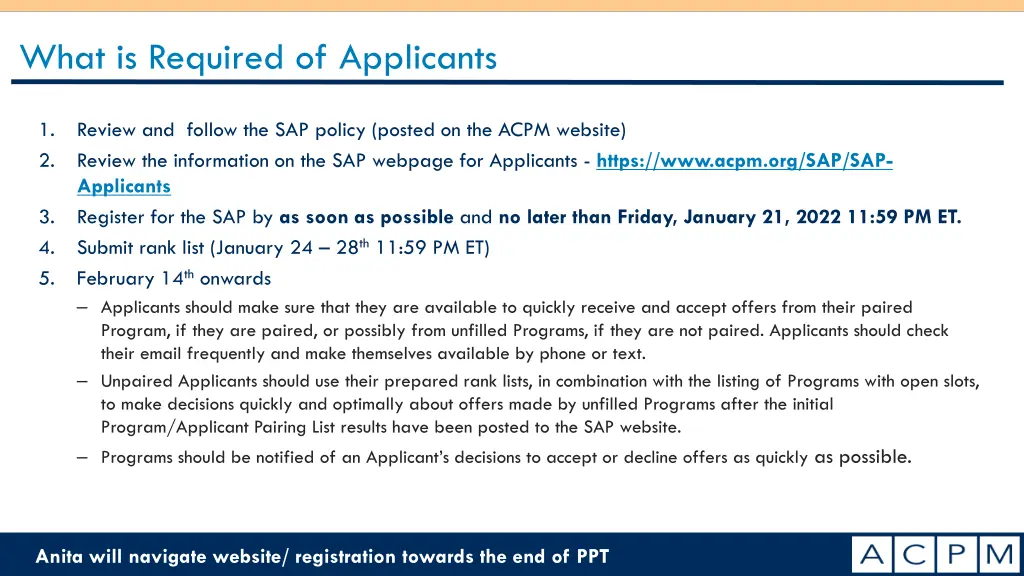 what is required of applicants