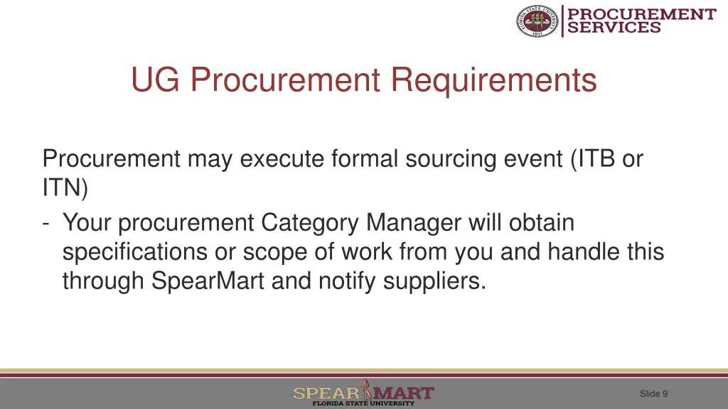 ug procurement requirements