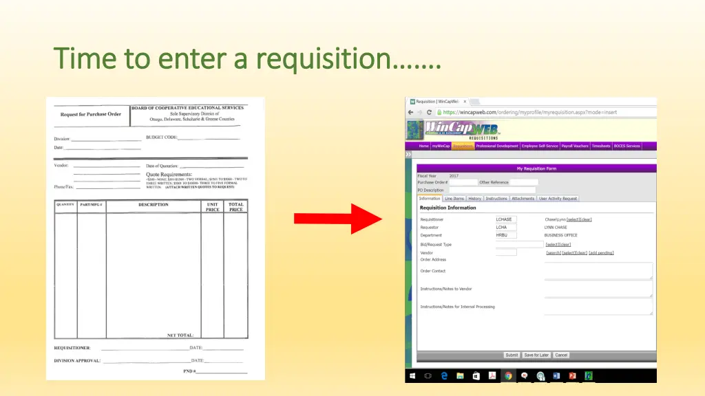 time to enter a requisition time to enter