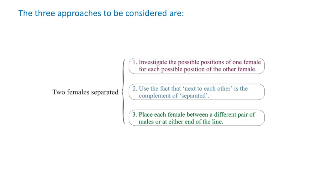the three approaches to be considered are