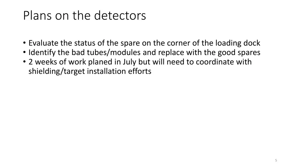 plans on the detectors