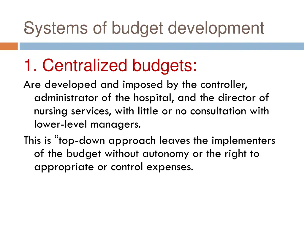 systems of budget development