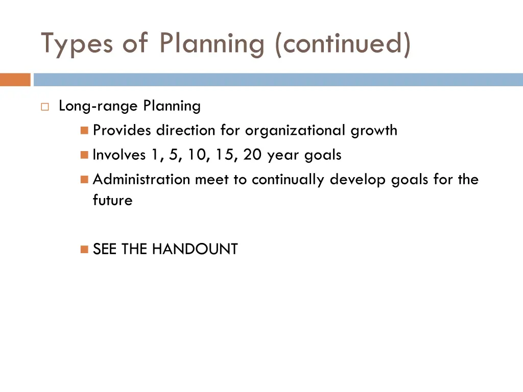 types of planning continued 1