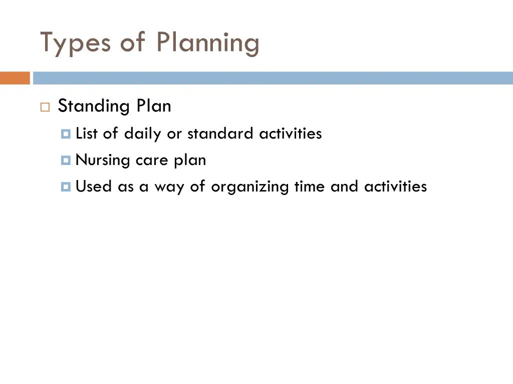 types of planning
