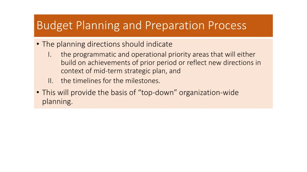 budget planning and preparation process