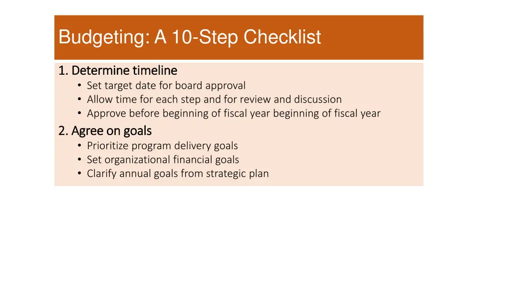 budgeting a 10 step checklist 1