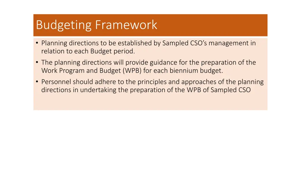budgeting framework