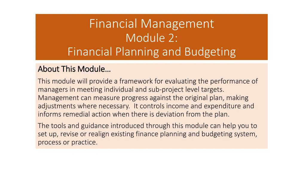 financial management module 2 financial planning 1