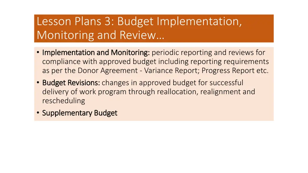 lesson plans 3 budget implementation monitoring
