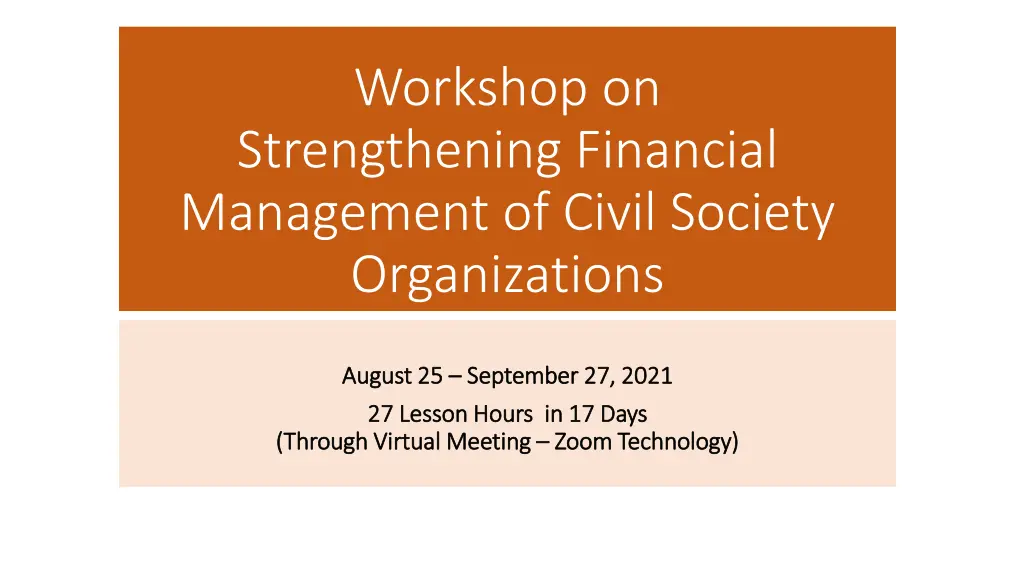 workshop on strengthening financial management