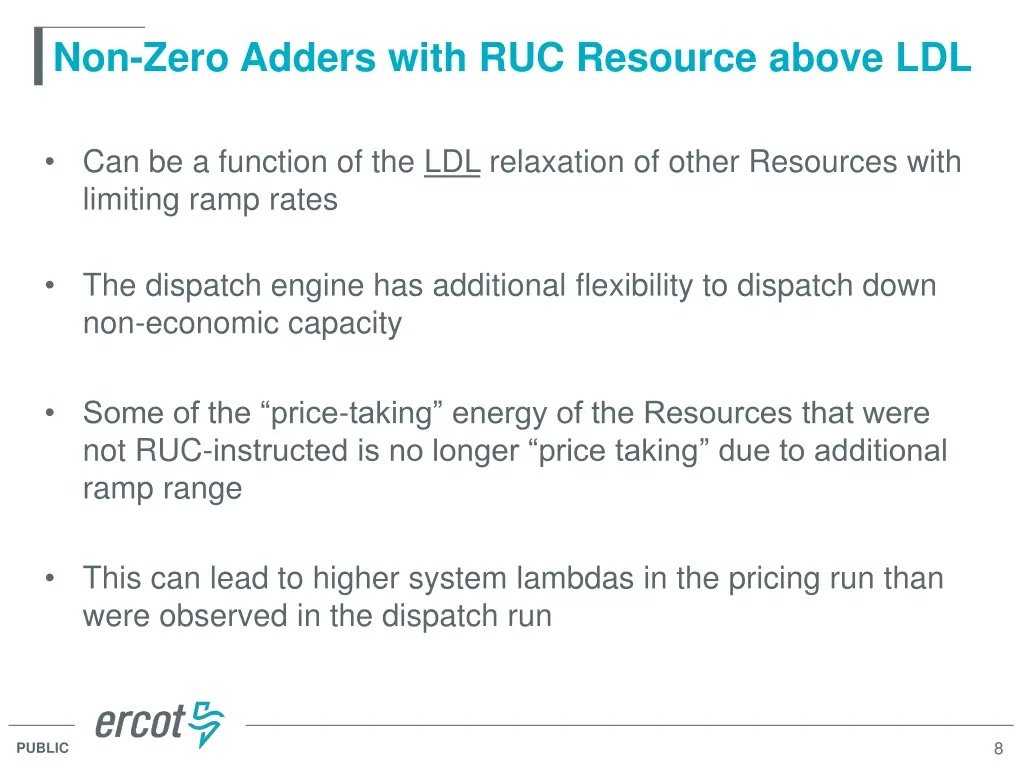 non zero adders with ruc resource above ldl