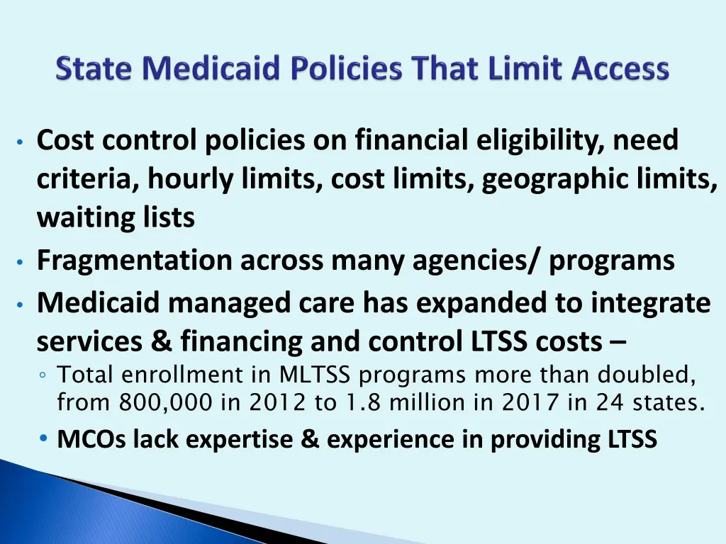 cost control policies on financial eligibility