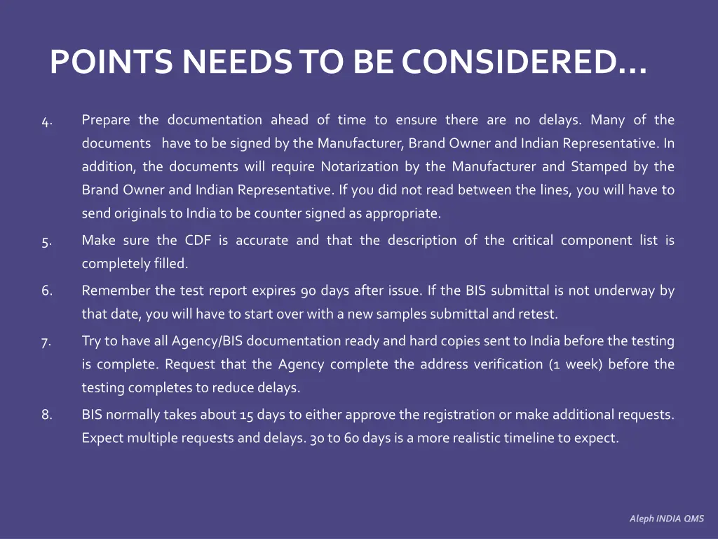 points needs to be considered 1