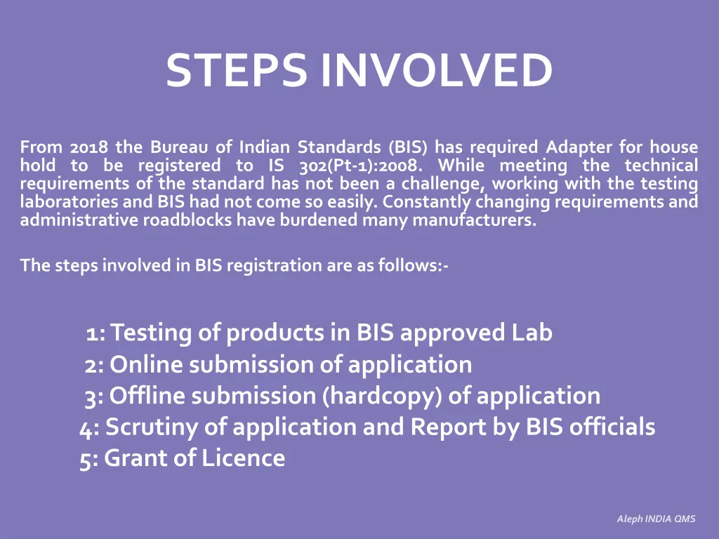 steps involved