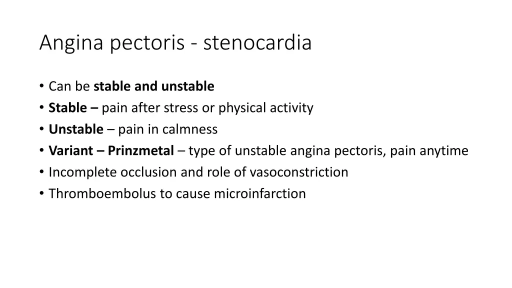 angina pectoris stenocardia