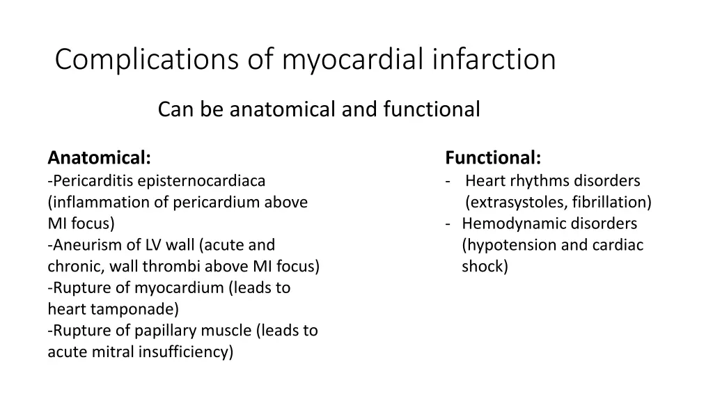 complications of myocardial infarction