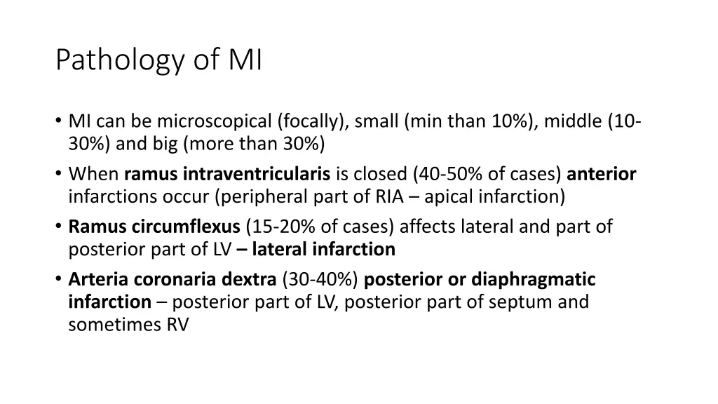 pathology of mi