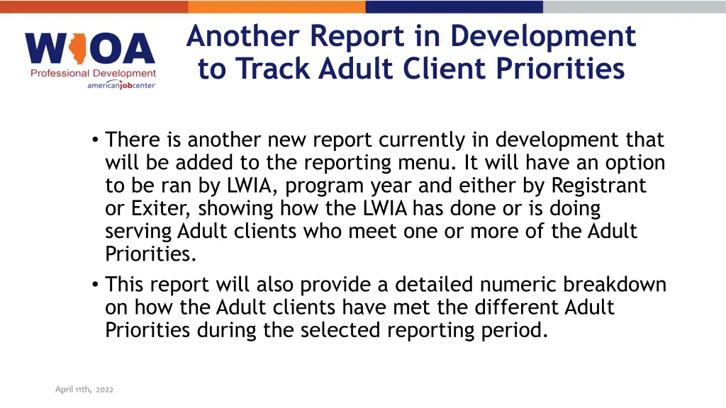 another report in development to track adult