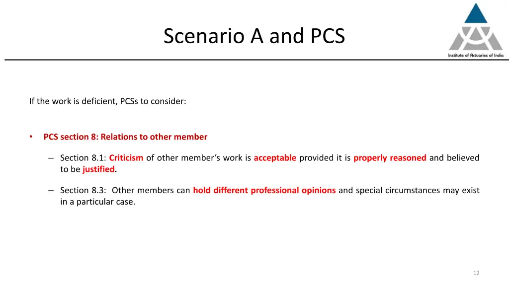 scenario a and pcs 1