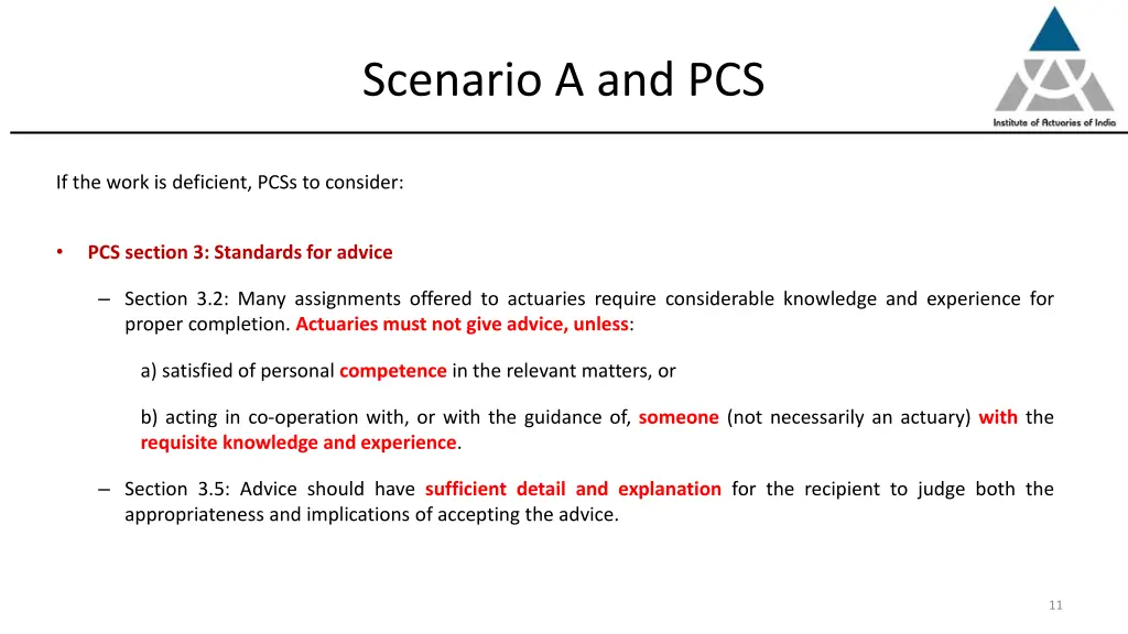 scenario a and pcs