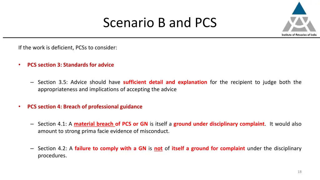 scenario b and pcs
