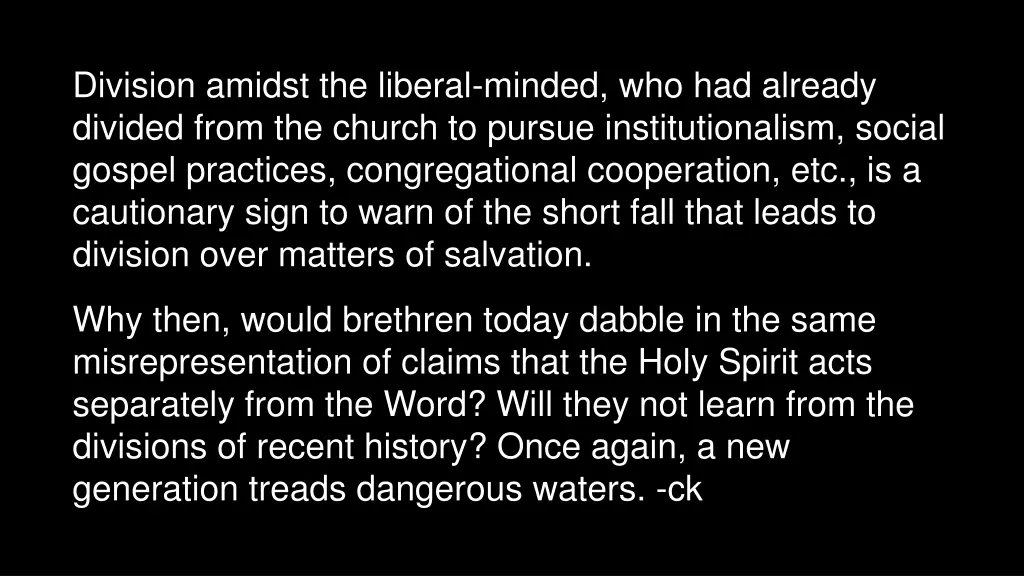 division amidst the liberal minded